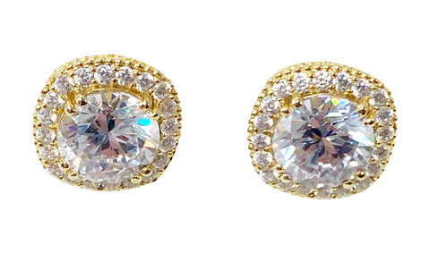 Quality custom made cubic zirconia and yellow gold plated sterling silver Earrings