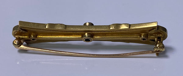 Antique Gold Diamond Pearl Enamel Bar brooch C.1890