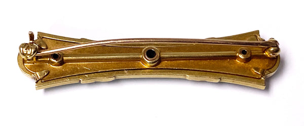 Antique Gold Diamond Pearl Enamel Bar brooch C.1890
