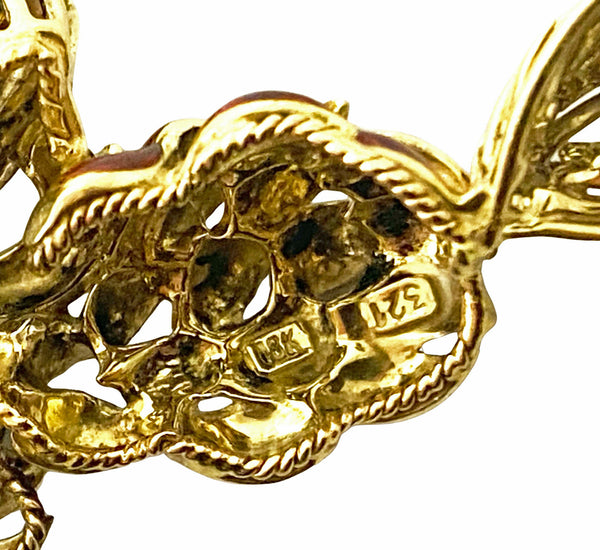 1970’ s Fox brooch 18K Diamonds Sapphires Enamel Spritzer & Fuhrmann