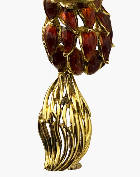 1970’ s Fox brooch 18K Diamonds Sapphires Enamel Spritzer & Fuhrmann