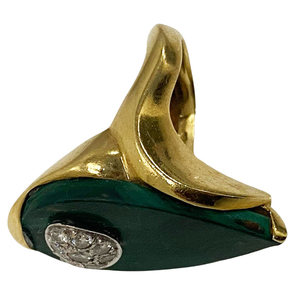 1970's 18ct Malachite Diamond Ring