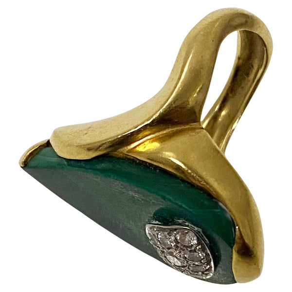 1970's 18ct Malachite Diamond Ring