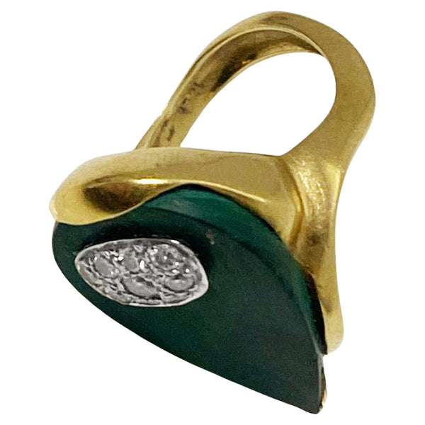 1970's 18ct Malachite Diamond Ring