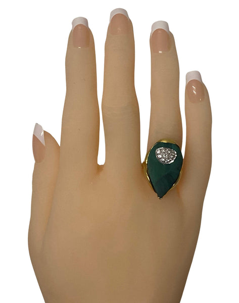 1970's 18ct Malachite Diamond Ring