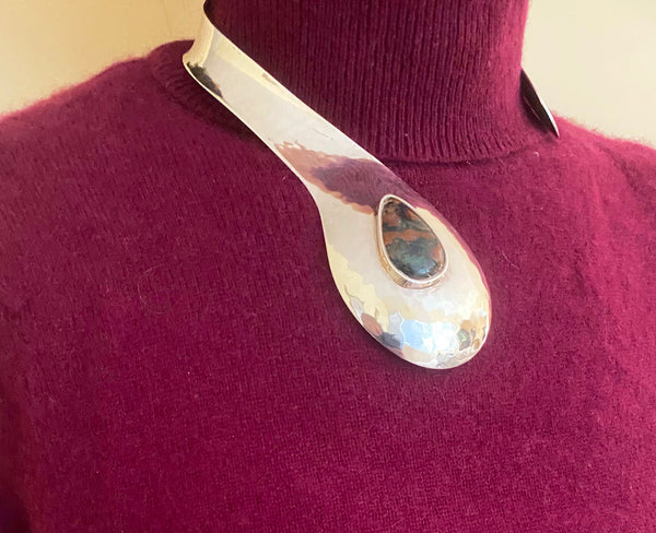 1970s Scandinavian Sterling Modernist Collar Necklace, Denmark