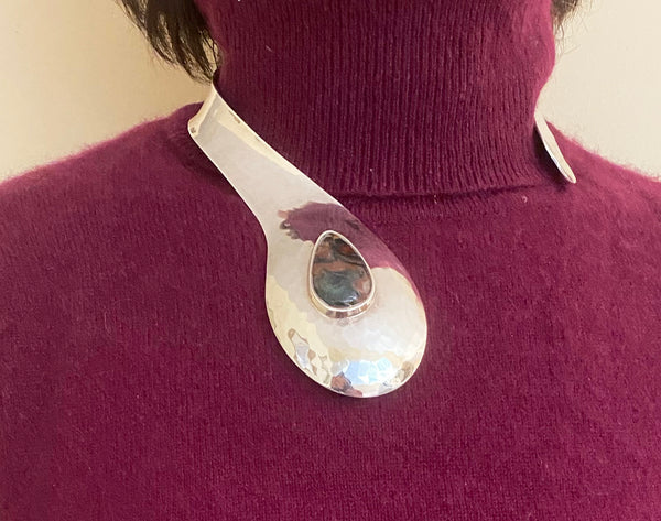 1970s Scandinavian Sterling Modernist Collar Necklace, Denmark