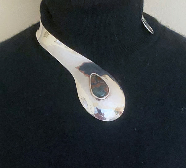 1970s Scandinavian Sterling Modernist Collar Necklace, Denmark