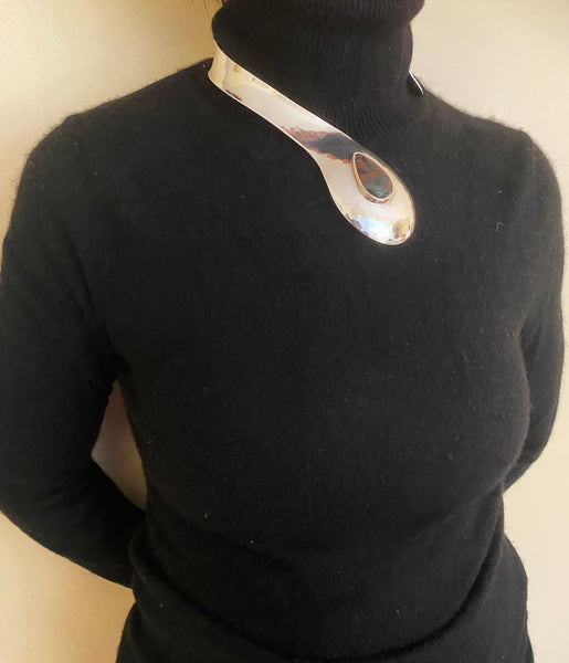 1970s Scandinavian Sterling Modernist Collar Necklace, Denmark