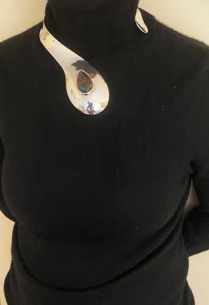 1970s Scandinavian Sterling Modernist Collar Necklace, Denmark