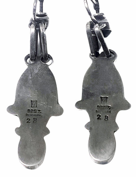 Antique George Jensen Sterling Malachite drop Earrings C.1935