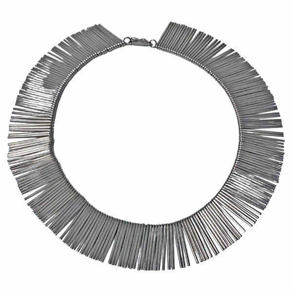 1970s Anton Michelsen Denmark Scandinavian Modernist Silver Fringe Necklace