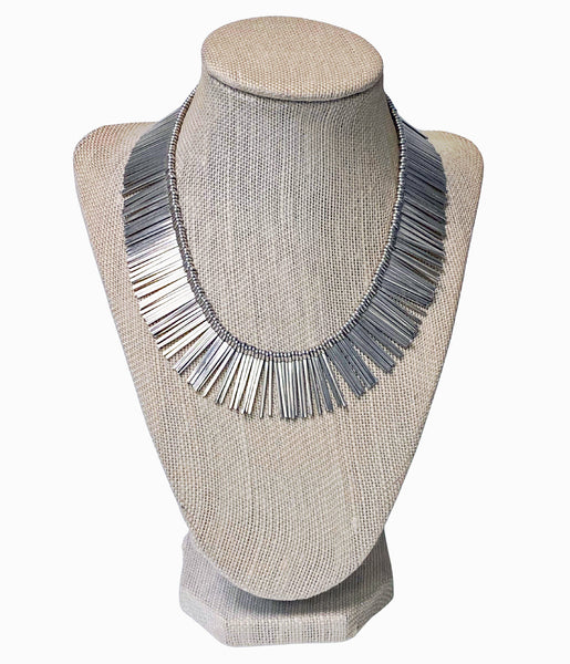 1970s Anton Michelsen Denmark Scandinavian Modernist Silver Fringe Necklace