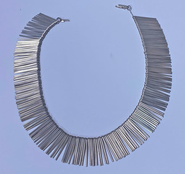 1970s Anton Michelsen Denmark Scandinavian Modernist Silver Fringe Necklace