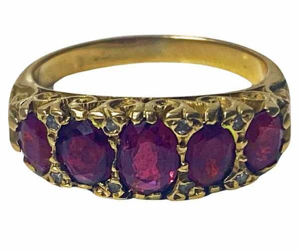 Antique 18K Ruby Ring half hoop C.1890