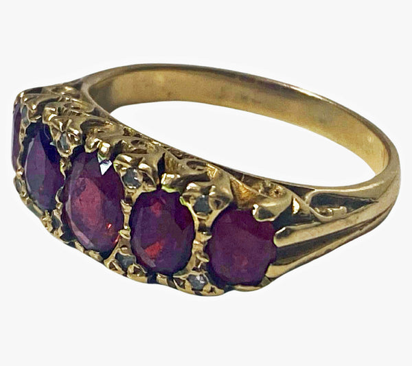 Antique 18K Ruby Ring half hoop C.1890