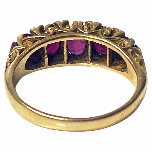 Antique 18K Ruby Ring half hoop C.1890