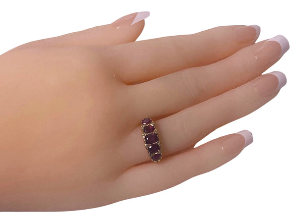 Antique 18K Ruby Ring half hoop C.1890