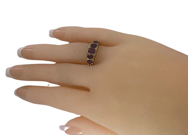 Antique 18K Ruby Ring half hoop C.1890