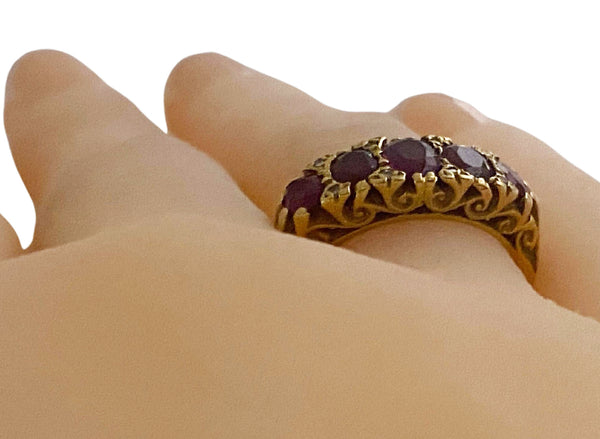 Antique 18K Ruby Ring half hoop C.1890