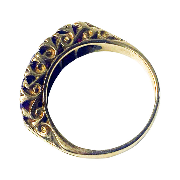 Antique 18K Ruby Ring half hoop C.1890