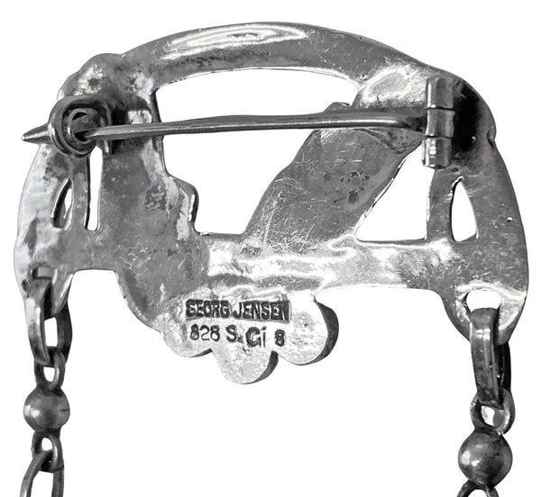 Antique early Georg Jensen Amber and Agate Brooch C.1908 design #8