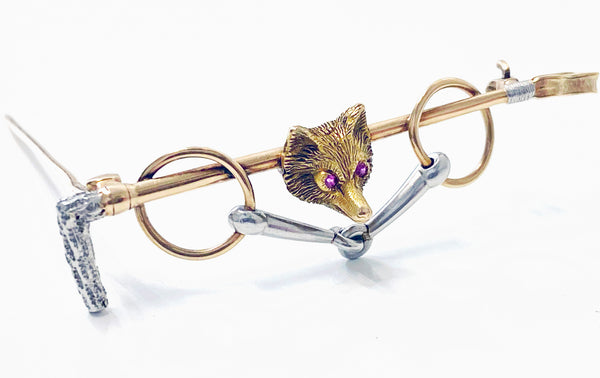 Antique Gold Platinum Ruby Fox Brooch C.1900