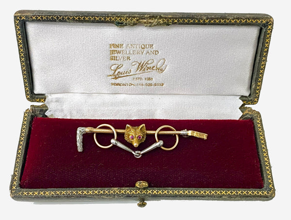 Antique Gold Platinum Ruby Fox Brooch C.1900