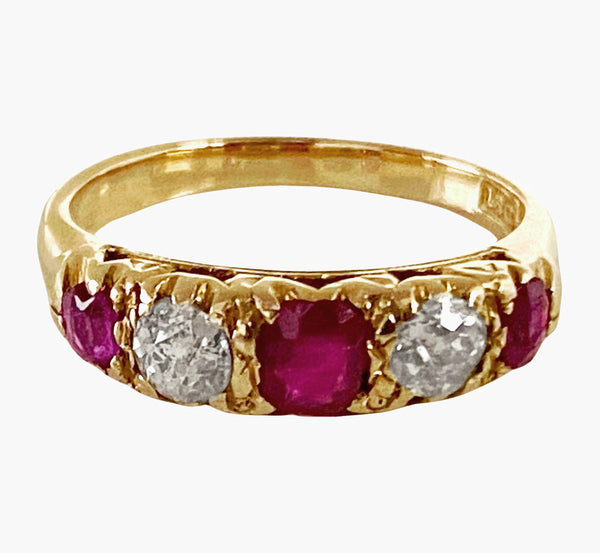 Antique Ruby and Diamond 18K Ring, English C.1890