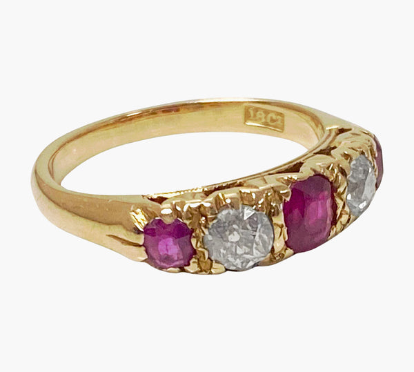 Antique Ruby and Diamond 18K Ring, English C.1890