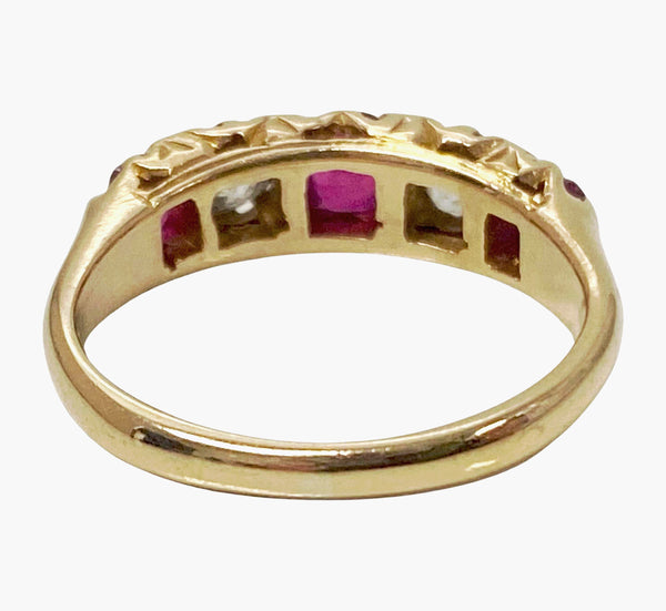 Antique Ruby and Diamond 18K Ring, English C.1890