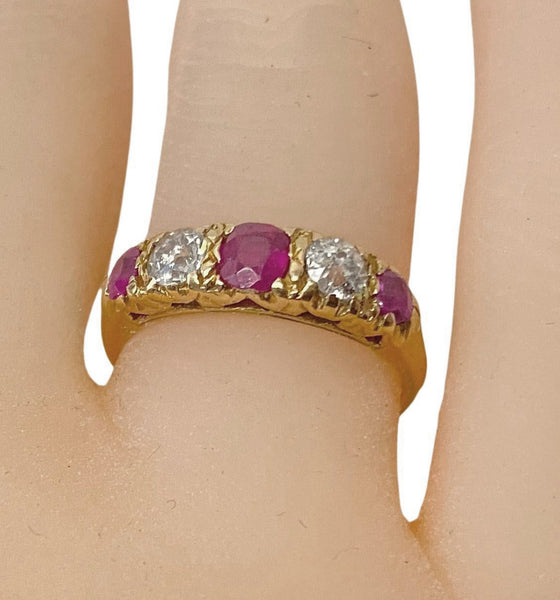Antique Ruby and Diamond 18K Ring, English C.1890