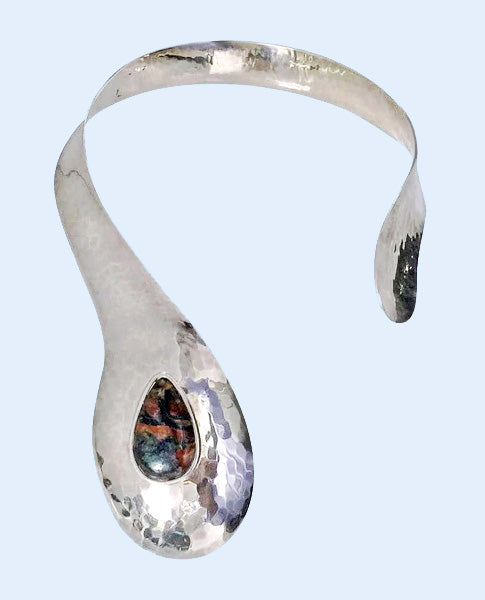 1970s Scandinavian Sterling Modernist Collar Necklace, Denmark