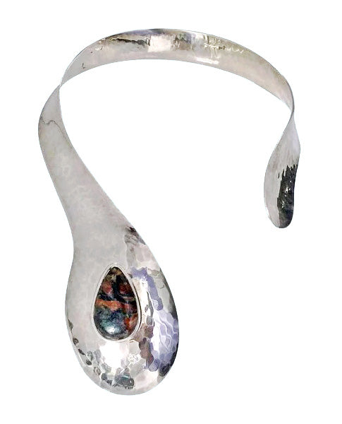 1970s Scandinavian Sterling Modernist Collar Necklace, Denmark