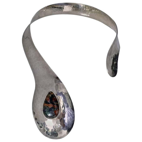 1970s Scandinavian Sterling Modernist Collar Necklace, Denmark