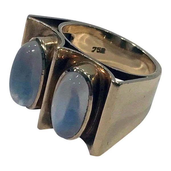 1970s 18 Karat Moonstone Abstract Ring