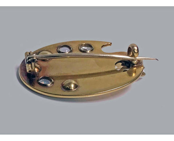 Antique 18 Karat Artist’s Paint Palette Tools Brooch, circa 1900