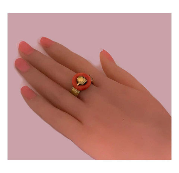 1970’s Piaget 18K Coral Ring.