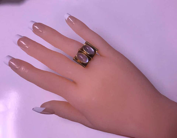 1970s 18 Karat Moonstone Abstract Ring