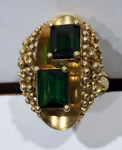 1970's 18K Green Tourmaline Ring abstract design