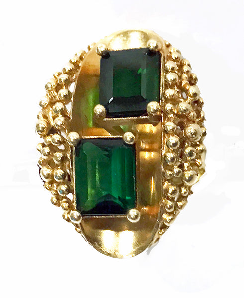 1970's 18K Green Tourmaline Ring abstract design