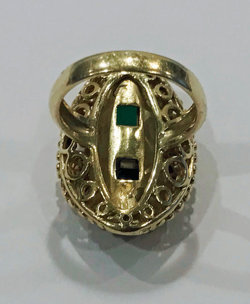 1970's 18K Green Tourmaline Ring abstract design