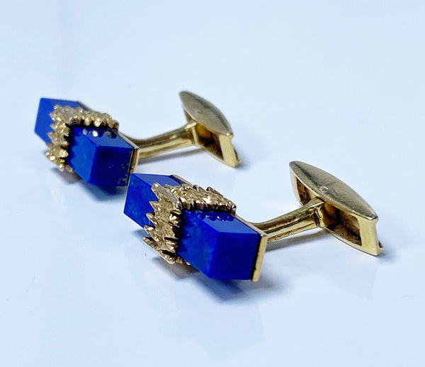 1970's Lapis Gold Cufflinks