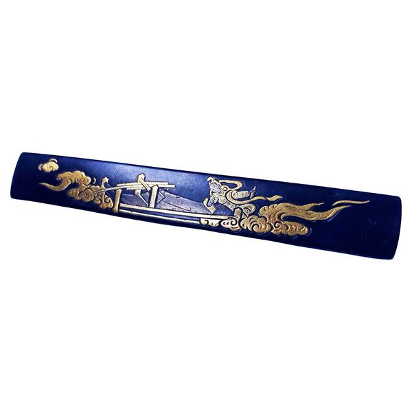 Antique Shakudo Japanese large Brooch Pin, C. 1875.