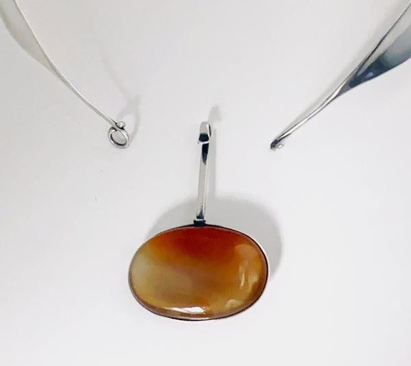 1970's Georg Jensen Sterling Red Agate Necklace Vivianna Torun