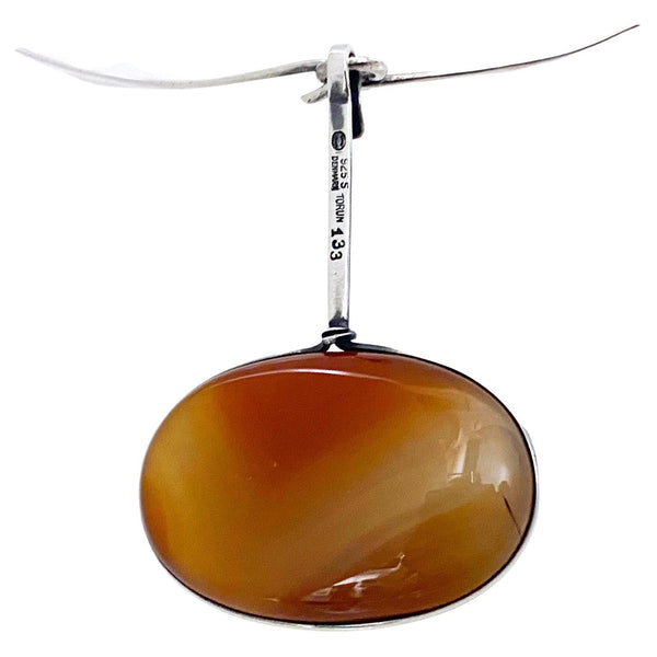 1970's Georg Jensen Sterling Red Agate Necklace Vivianna Torun