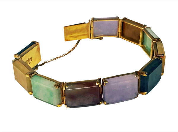 22K Jade panel Bracelet 20th century