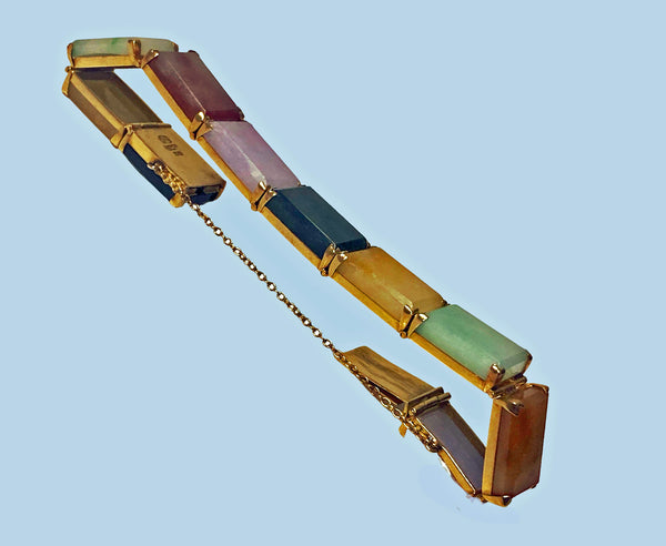 22K Jade panel Bracelet 20th century