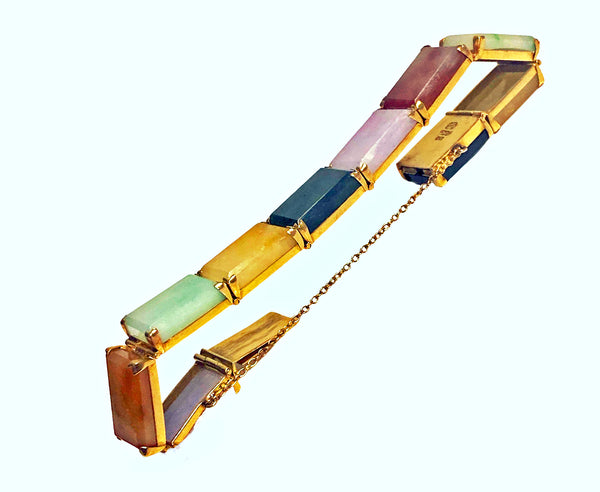 22K Jade panel Bracelet 20th century