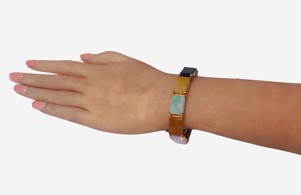 22K Jade panel Bracelet 20th century